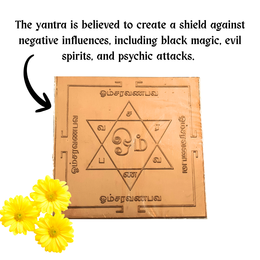 Om Saravana Bhava Copper Yantra 3 inch, saravanabava Yantra for Evil Eye Protection, Success, Growth, Prosperity
