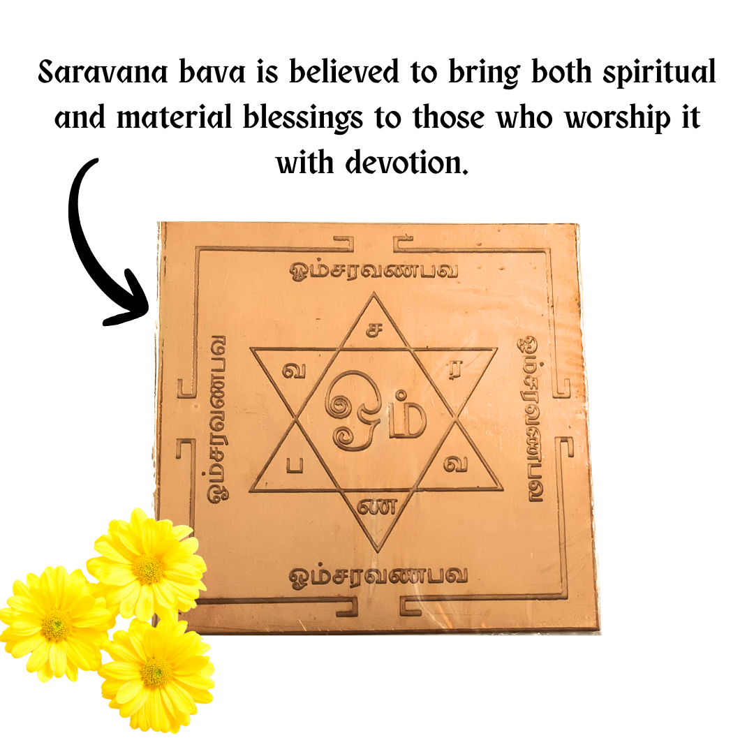 Om Saravana Bhava Copper Yantra 3 inch, saravanabava Yantra for Evil Eye Protection, Success, Growth, Prosperity