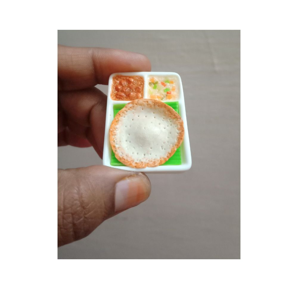 Food Fridge Magnet 3D Miniature Appam Breakfast Set 100% Handmade in India Best Souvenir Gift from India