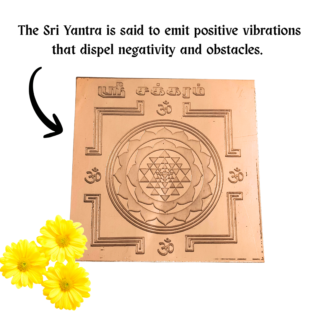Sri Chakra Yantra Copper 3 inch Small | Shri Chakram Copper Plate for Home Office Wealth and Prosperity