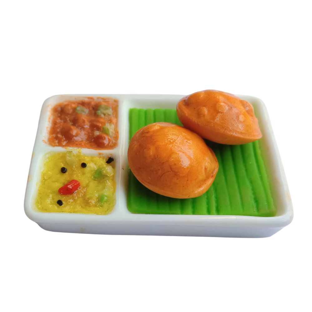 Miniature Food Fridge Magnet Poori Masala , 100% Handmade in India , Unique Gift for foodie and best souvenir gift from India