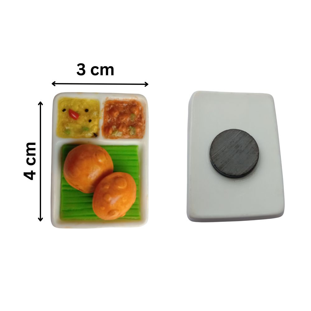 Miniature Food Fridge Magnet Poori Masala , 100% Handmade in India , Unique Gift for foodie and best souvenir gift from India