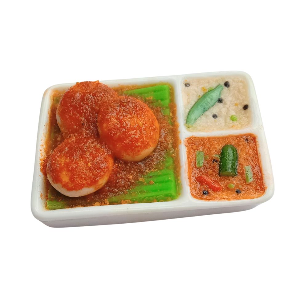 Fridge Magnet with Podi Idli – 100% Handcrafted in India | Miniature Food Refrigerator Magnet | Gift for Foodie | Return Gift Ideas