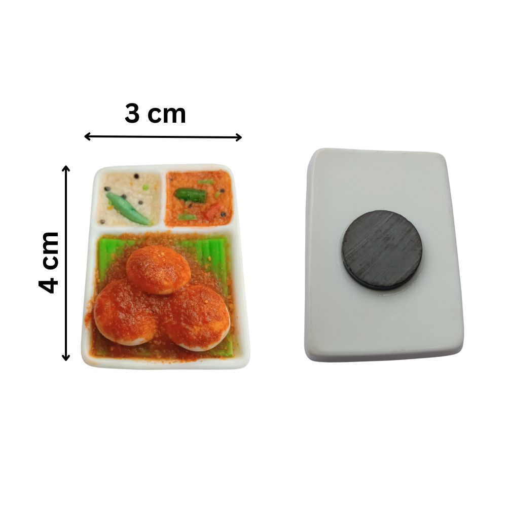 Fridge Magnet with Podi Idli – 100% Handcrafted in India | Miniature Food Refrigerator Magnet | Gift for Foodie | Return Gift Ideas