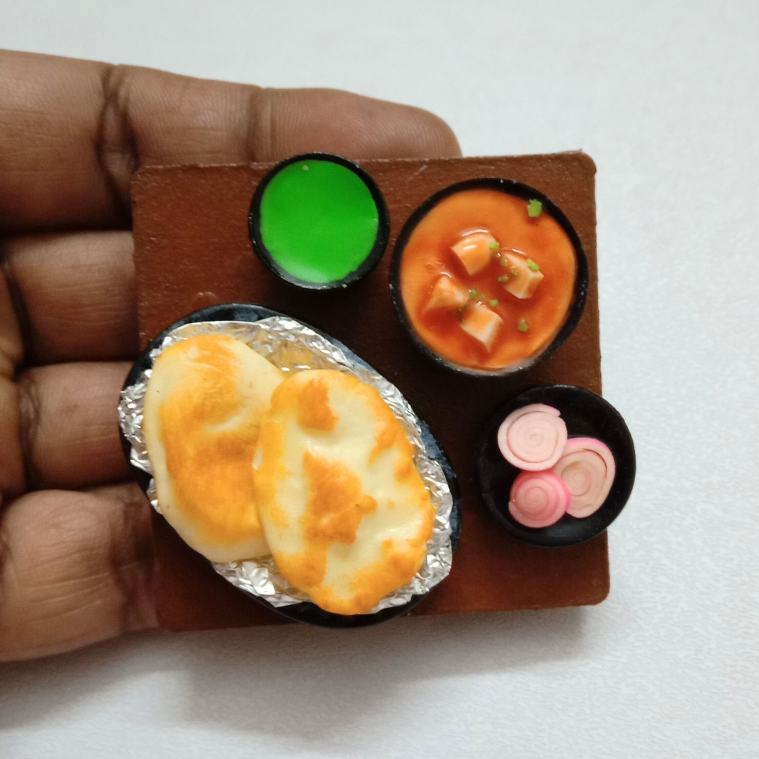 Roti Naan Food Miniature Magnet , Unique Souvenir Gift , Handmade in India