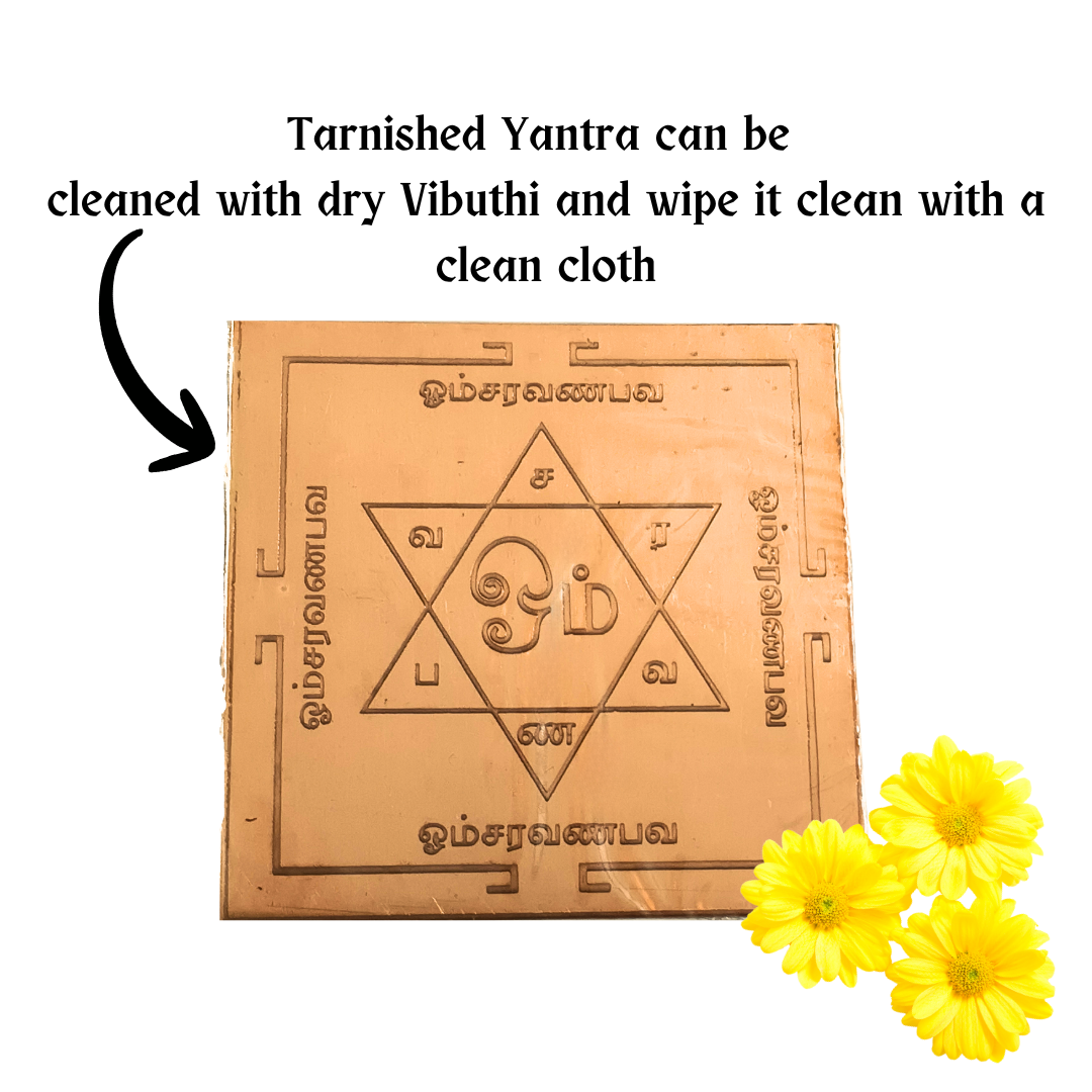 Om Saravana Bhava Copper Yantra 3 inch, saravanabava Yantra for Evil Eye Protection, Success, Growth, Prosperity