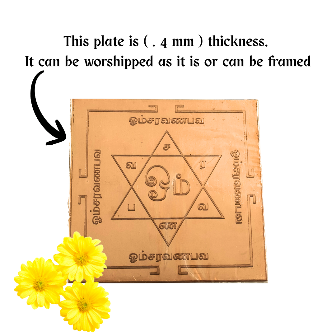 Om Saravana Bhava Copper Yantra 3 inch, saravanabava Yantra for Evil Eye Protection, Success, Growth, Prosperity