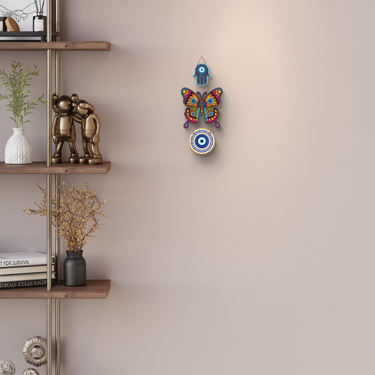 Butterfly printed wooden wall hanging for home décor