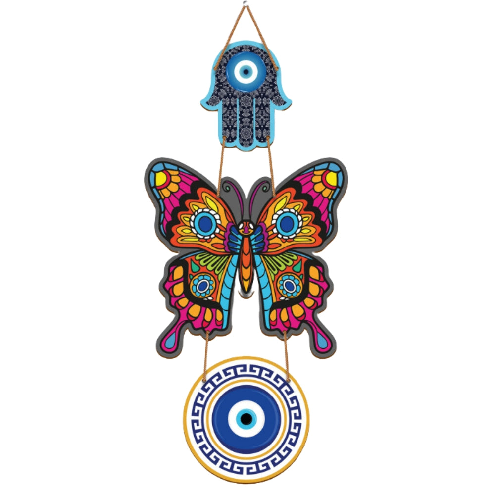 Butterfly printed wooden wall hanging for home décor
