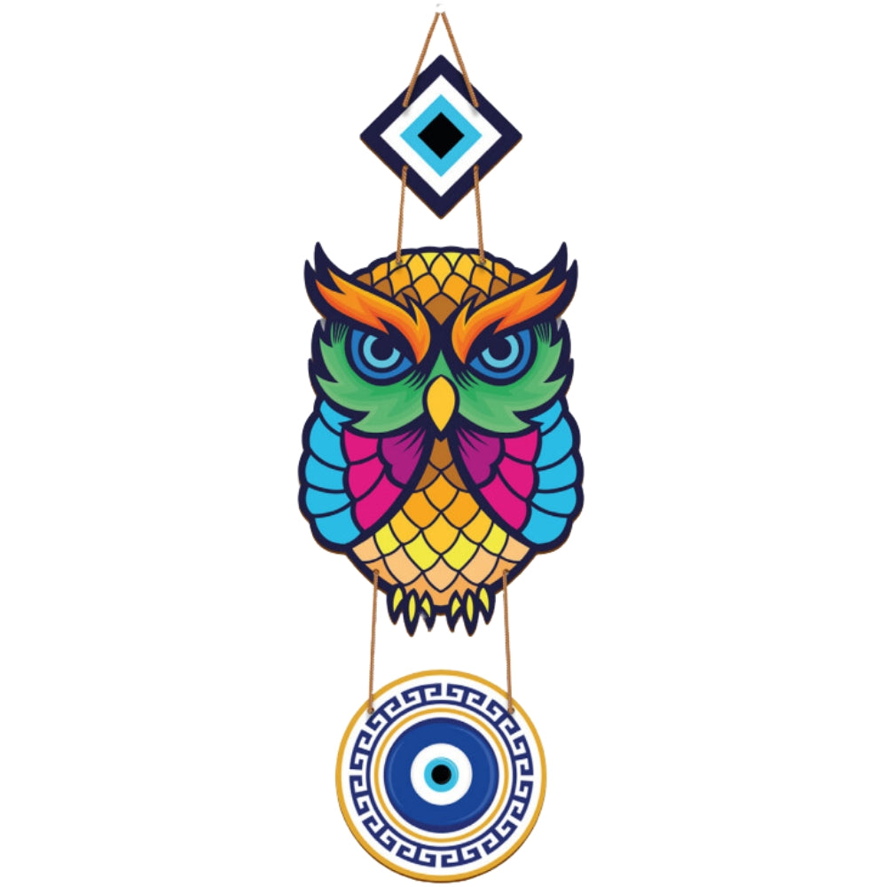 Owl printed wooden wall hanging for home décor