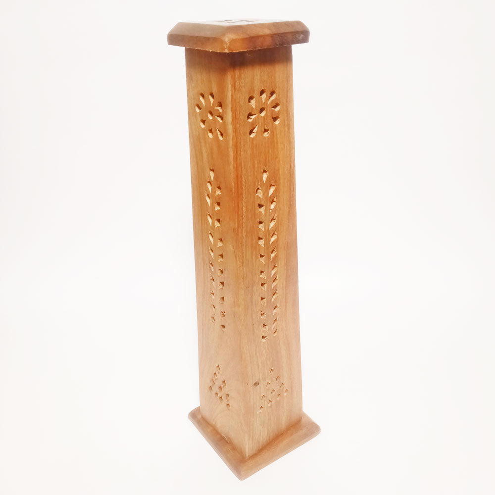 12" Sheesham Wooden Incense Agarbathi Tower Stand Holder