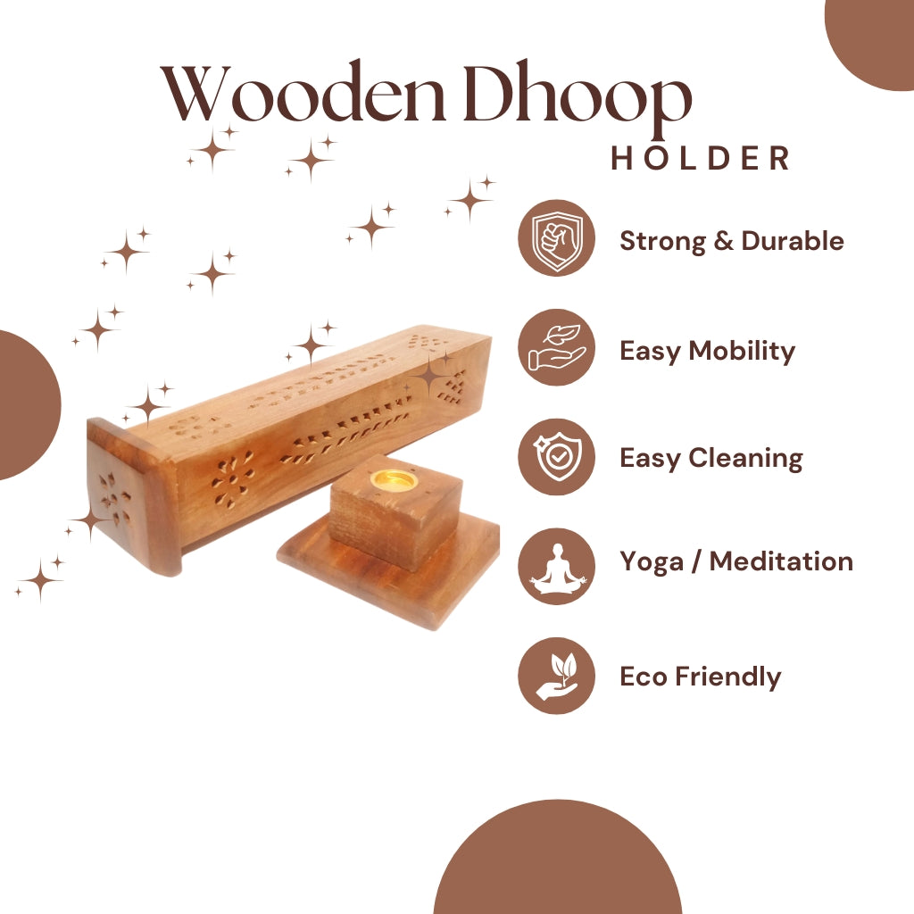 12" Sheesham Wooden Incense Agarbathi Tower Stand Holder