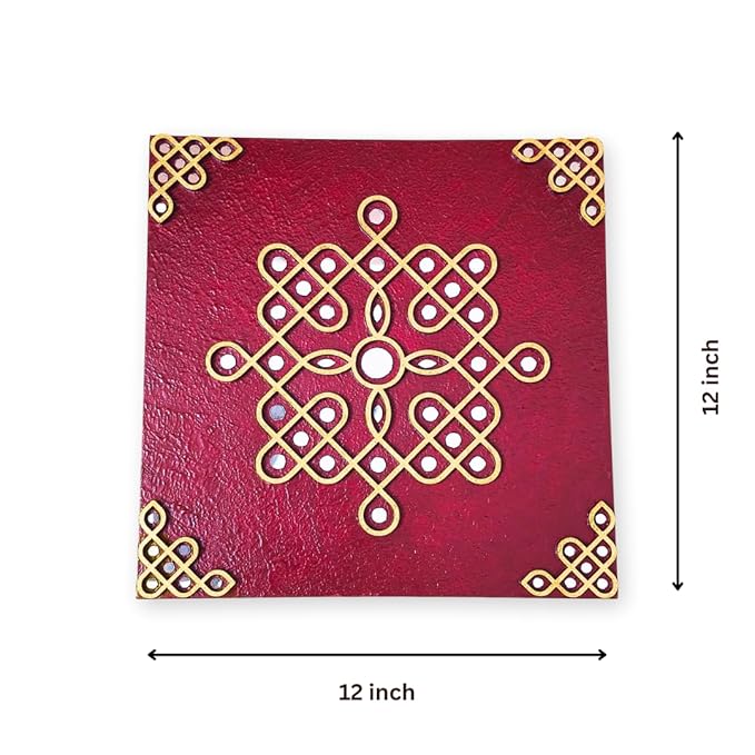 Traditional kolam Decor with mirror work, Muggu wall art