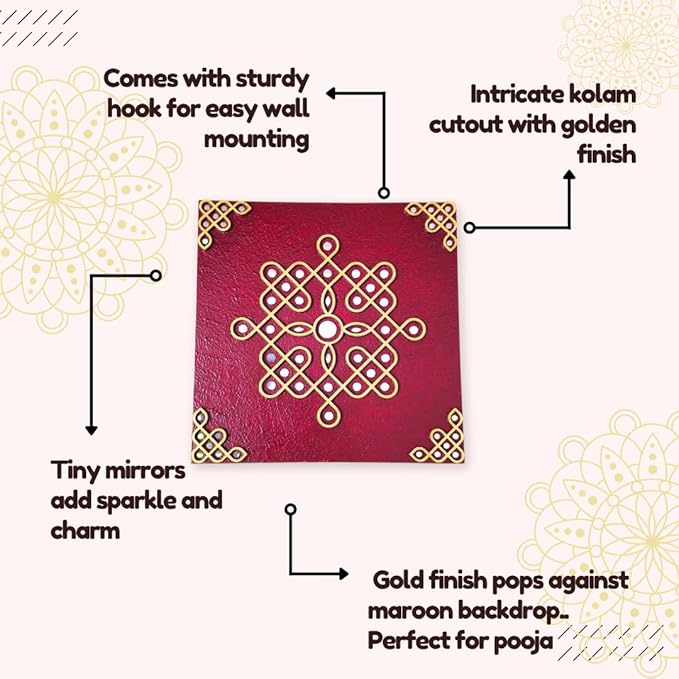 Traditional kolam Decor with mirror work, Muggu wall art
