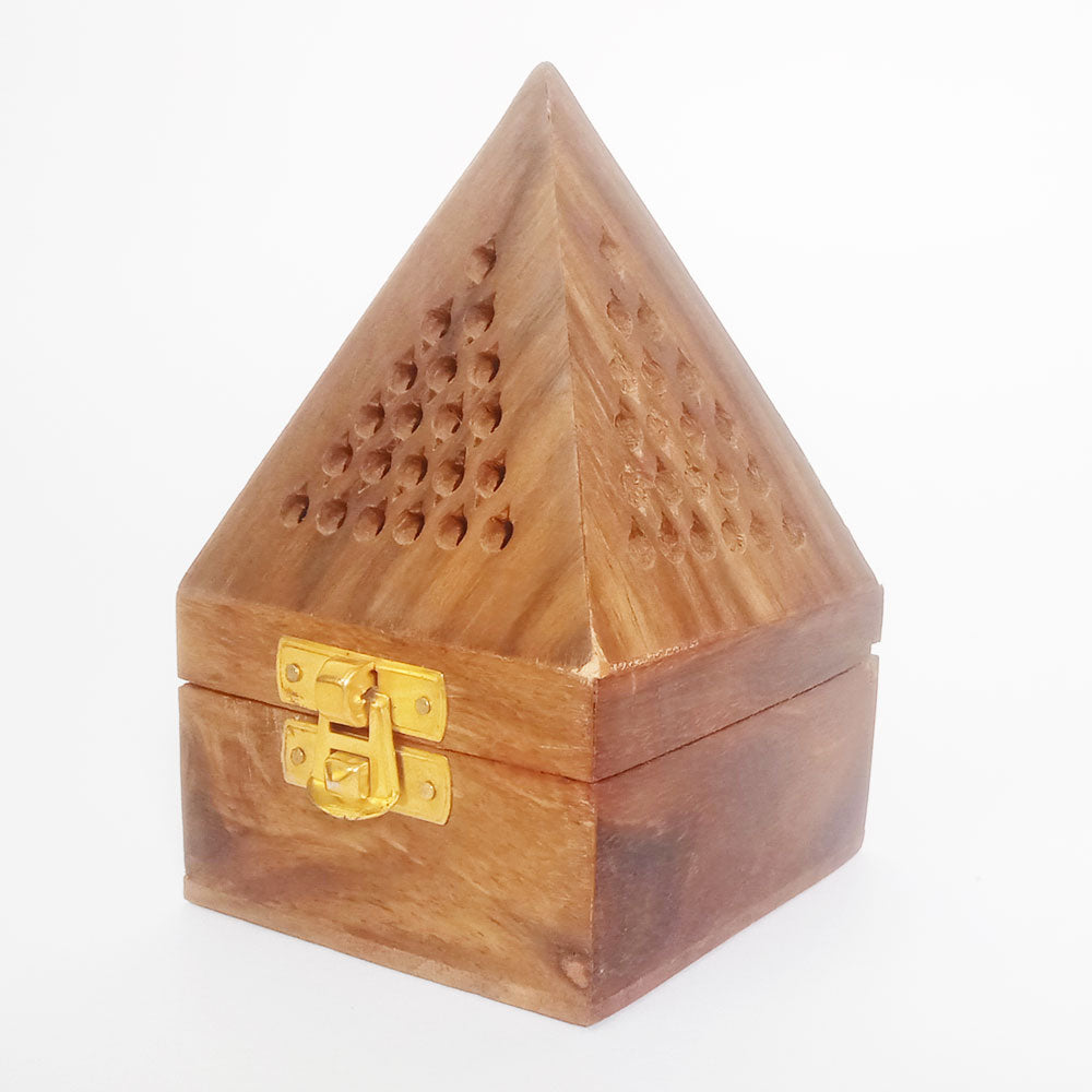 Wooden Square Pyramid Dhoop Holder size - 3" x 5"