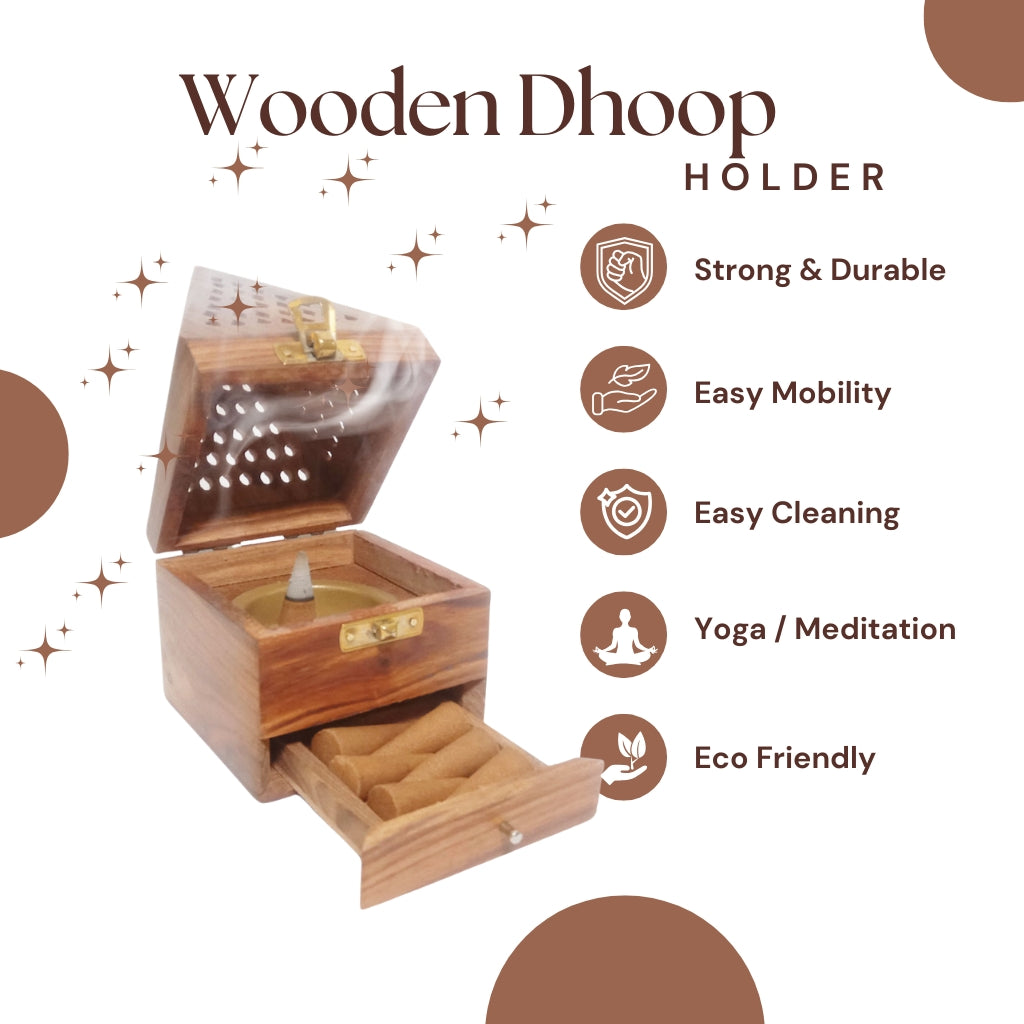 Wooden Dhoop Holder – High-Quality 3.5" x 7" Pyramid Design