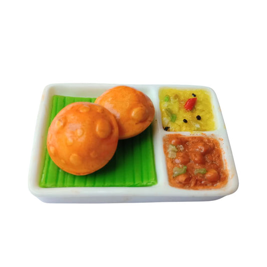 Miniature Food Fridge Magnet Poori Masala , 100% Handmade in India , Unique Gift for foodie and best souvenir gift from India