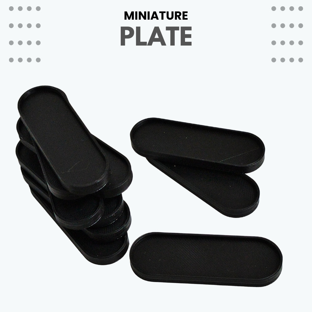 3D Printed Miniature Food Rectangle Plate for Dollhouse & Crafts – 60x20mm - Pack of 5