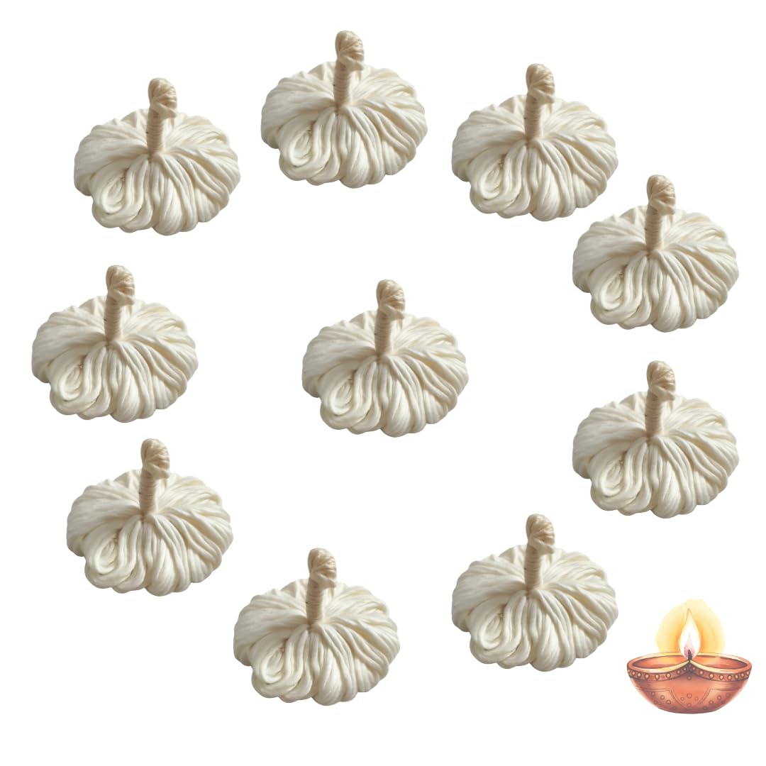 365 Karthika Masam Vattulu (10 Wicks only) | Kartika Flower Brindavan Vathulu | Deepam Cotton Thiri Wicks Batti for Daily Pooja & Temple