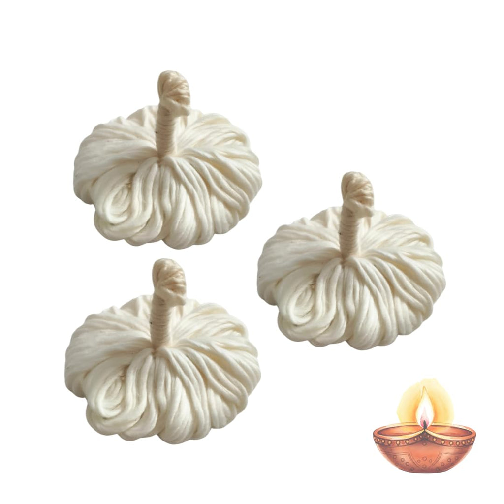 365 Karthika Masam Vattulu (3 Wicks only) | Kartika Flower Brindavan Vathulu | Deepam Cotton Thiri Wicks Batti for Daily Pooja & Temple