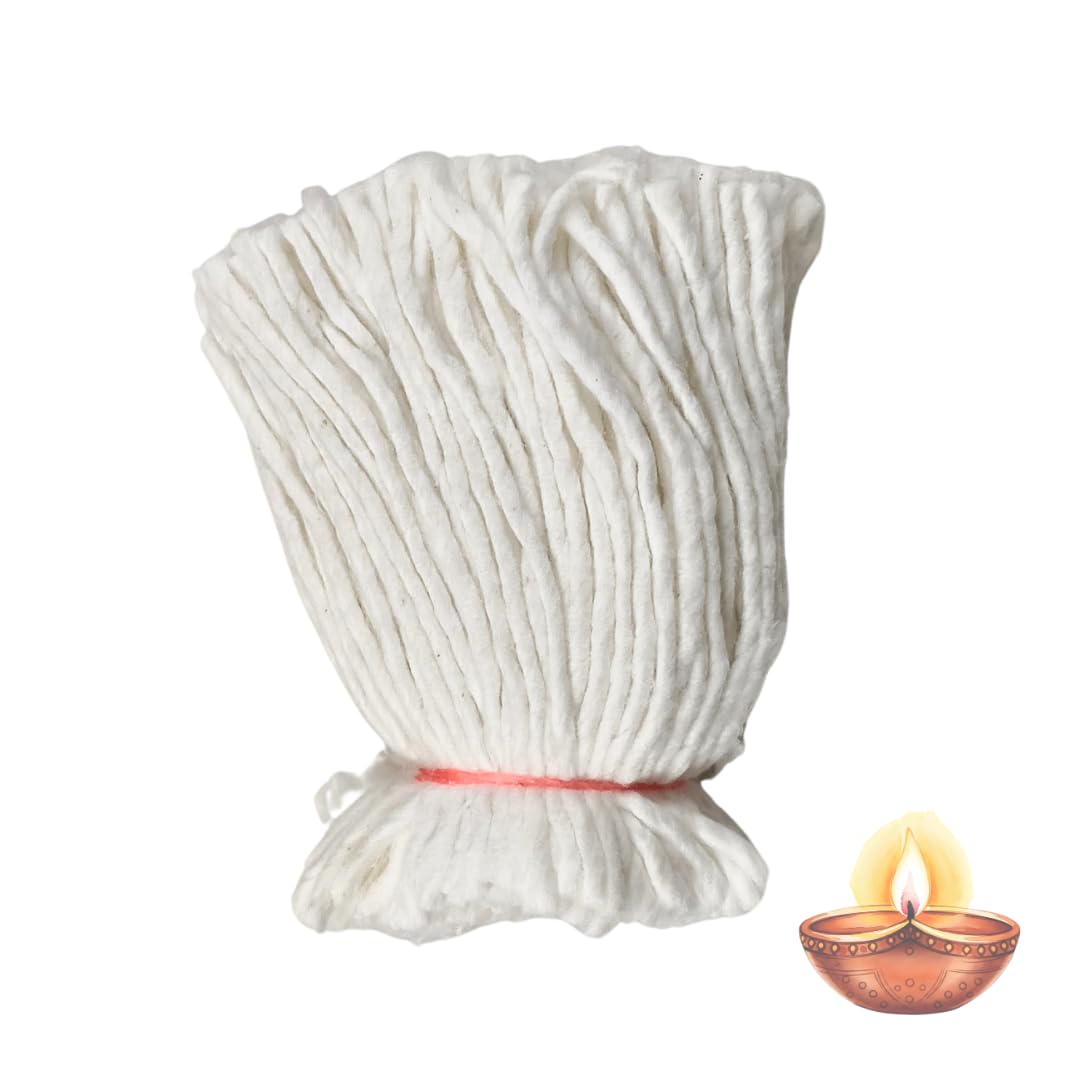 365 Cotton White Wicks for puja thiri (3 Bundles, Each Contains 365 Wicks) Karthigai Deepam Karthika masam vathulu vattulu Jyoti baati