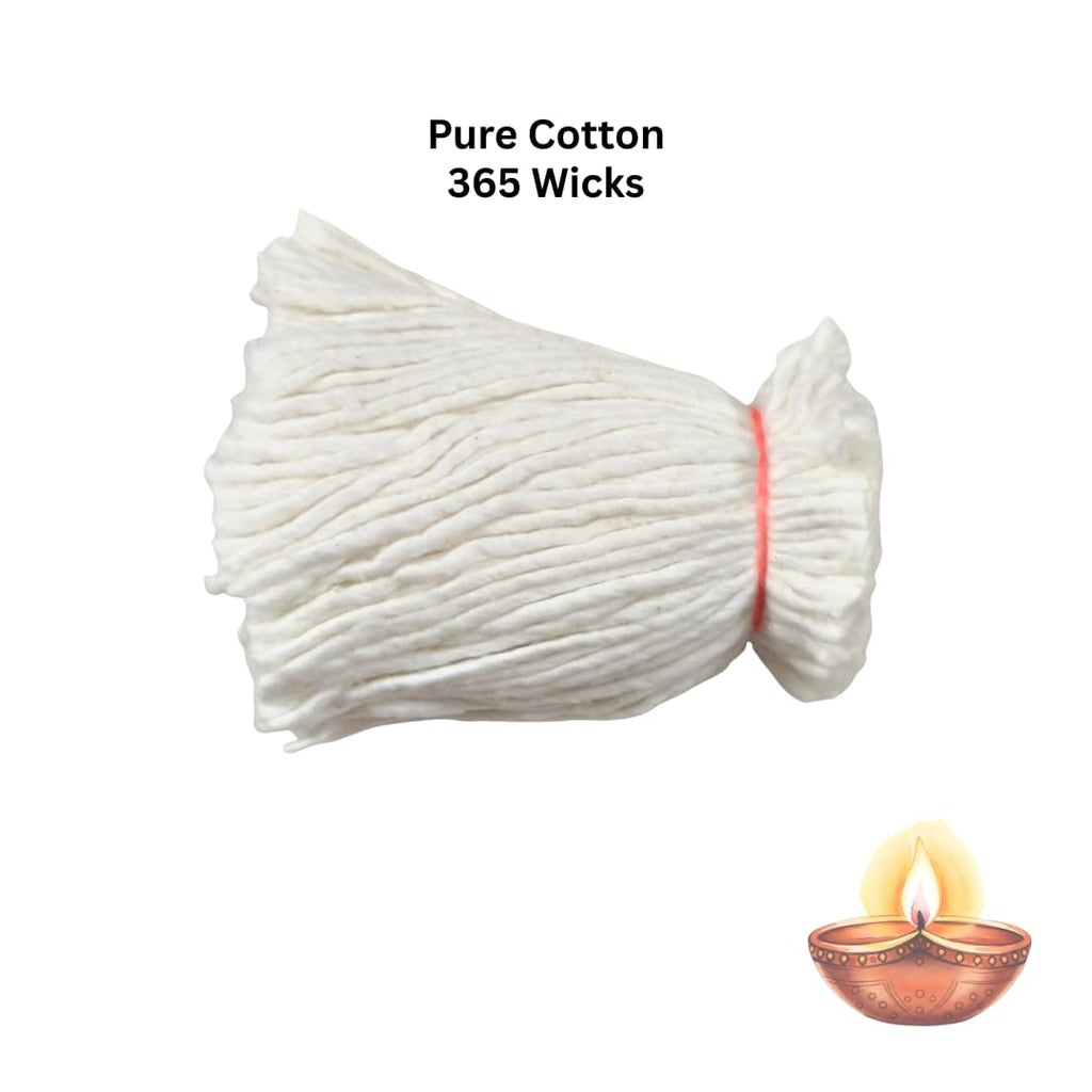 365 Cotton White Wicks for puja thiri (3 Bundles, Each Contains 365 Wicks) Karthigai Deepam Karthika masam vathulu vattulu Jyoti baati