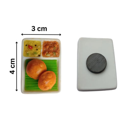 Miniature Food Fridge Magnet Poori Masala , 100% Handmade in India , Unique Gift for foodie and best souvenir gift from India