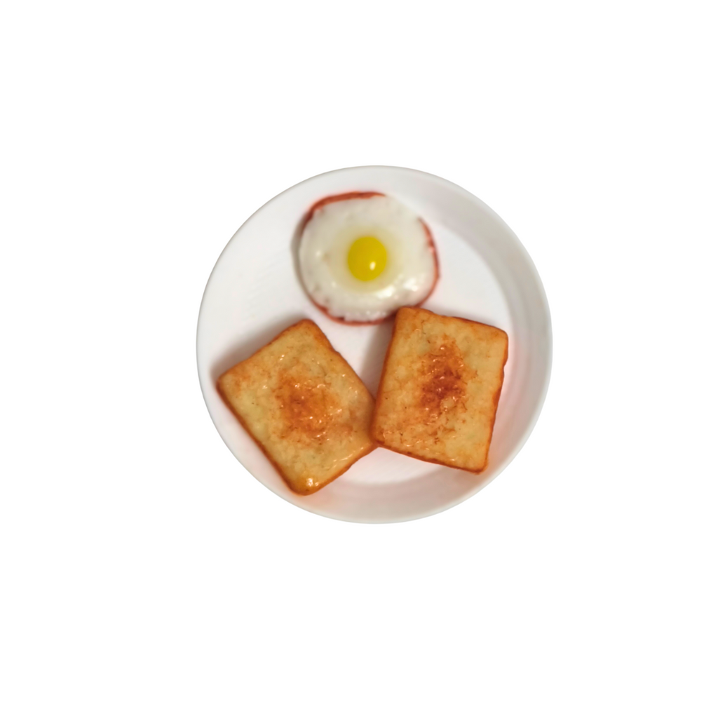White Plate Food Miniature Fridge Magnet Bread Toast &Fried Egg Set 100% Handmade in India Best Souvenir gift , Gift for any occasion (Copy)