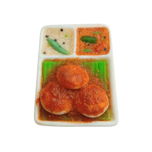 Fridge Magnet with Podi Idli – 100% Handcrafted in India | Miniature Food Refrigerator Magnet | Gift for Foodie | Return Gift Ideas