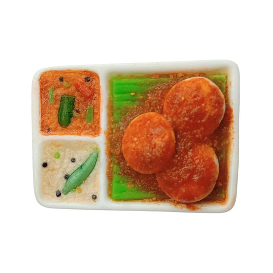 Fridge Magnet with Podi Idli – 100% Handcrafted in India | Miniature Food Refrigerator Magnet | Gift for Foodie | Return Gift Ideas
