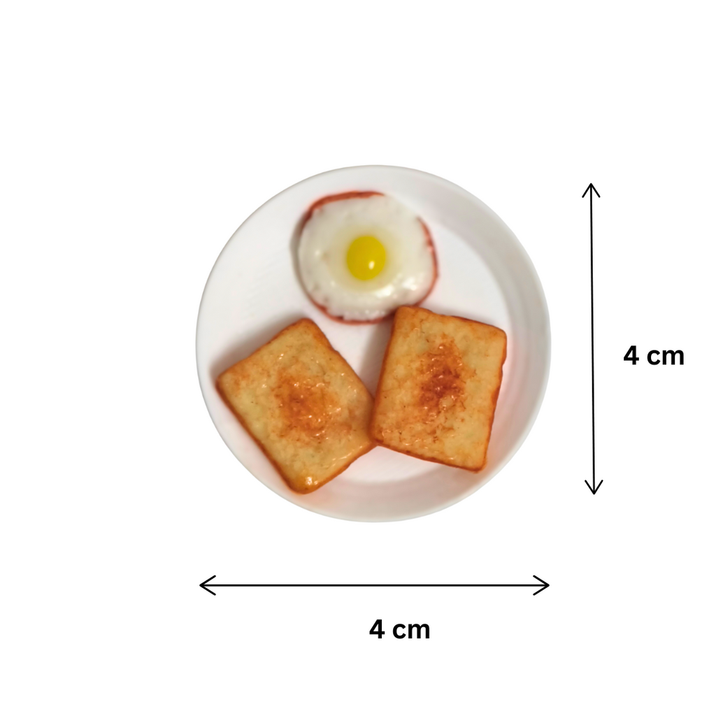 White Plate Food Miniature Fridge Magnet Bread Toast &Fried Egg Set 100% Handmade in India Best Souvenir gift , Gift for any occasion (Copy)