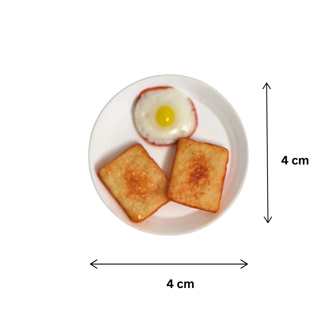 White Plate Food Miniature Fridge Magnet Bread Toast &Fried Egg Set 100% Handmade in India Best Souvenir gift , Gift for any occasion (Copy)