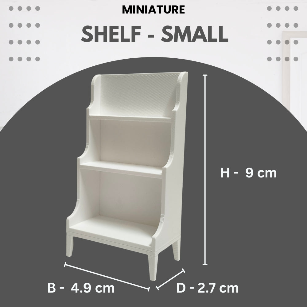 Miniature Dollhouse Shelf Small – 3 Sizes & 2 Colors (Black & White) | Mini Display Rack for Dollhouse Décor