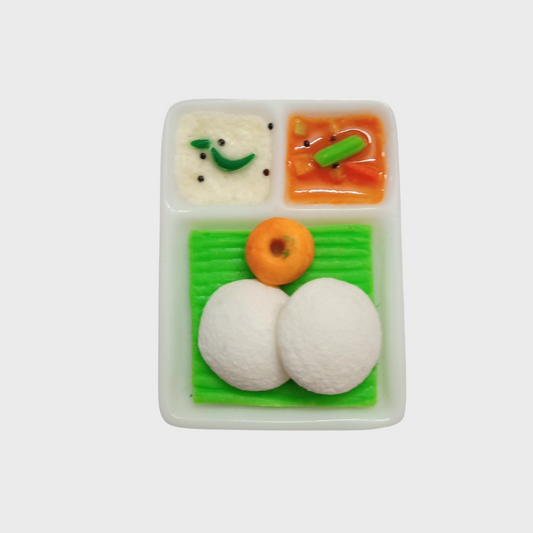 Idly Fridge Magnet with Chutney sambar , 100% Handmade in India Best Souvenir Gift and Kitchen Decor