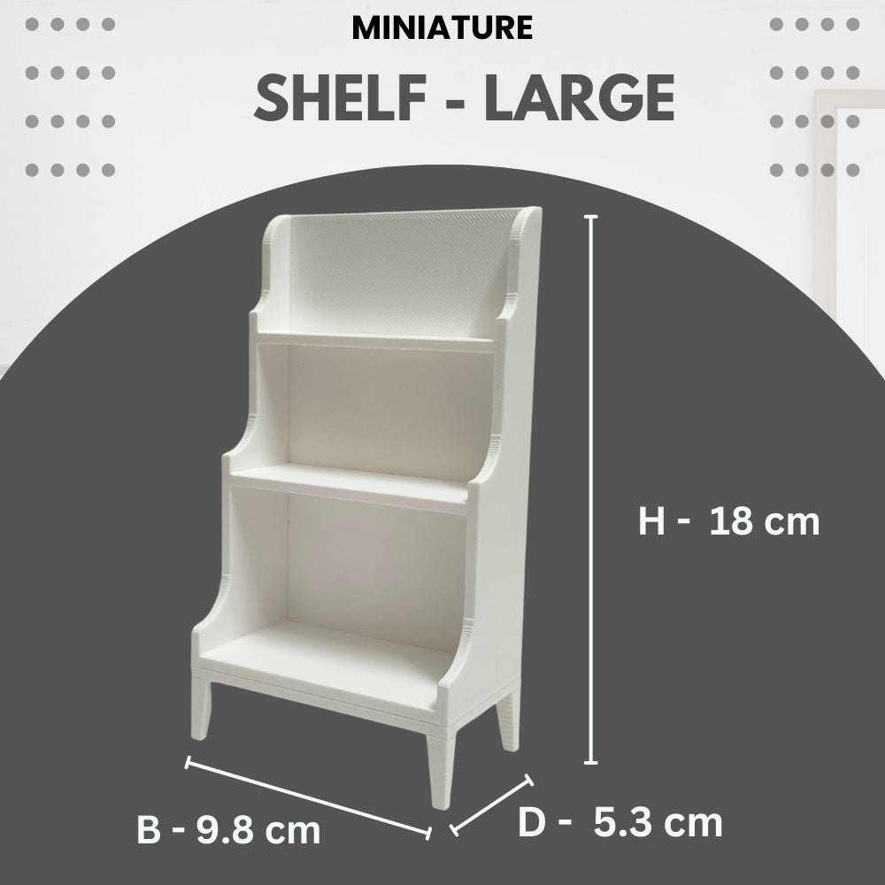 Miniature Dollhouse Shelf Small – 3 Sizes & 2 Colors (Black & White) | Mini Display Rack for Dollhouse Décor