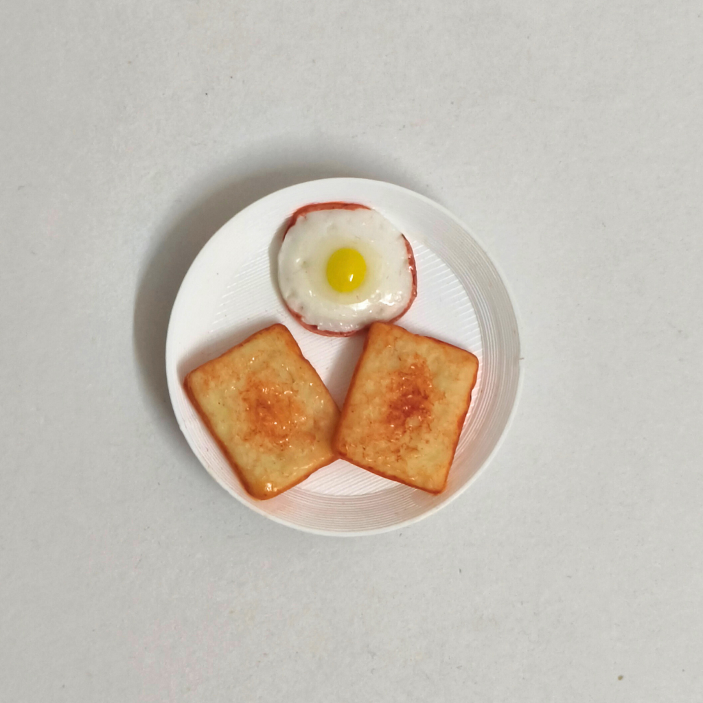 White Plate Food Miniature Fridge Magnet Bread Toast &Fried Egg Set 100% Handmade in India Best Souvenir gift , Gift for any occasion (Copy)