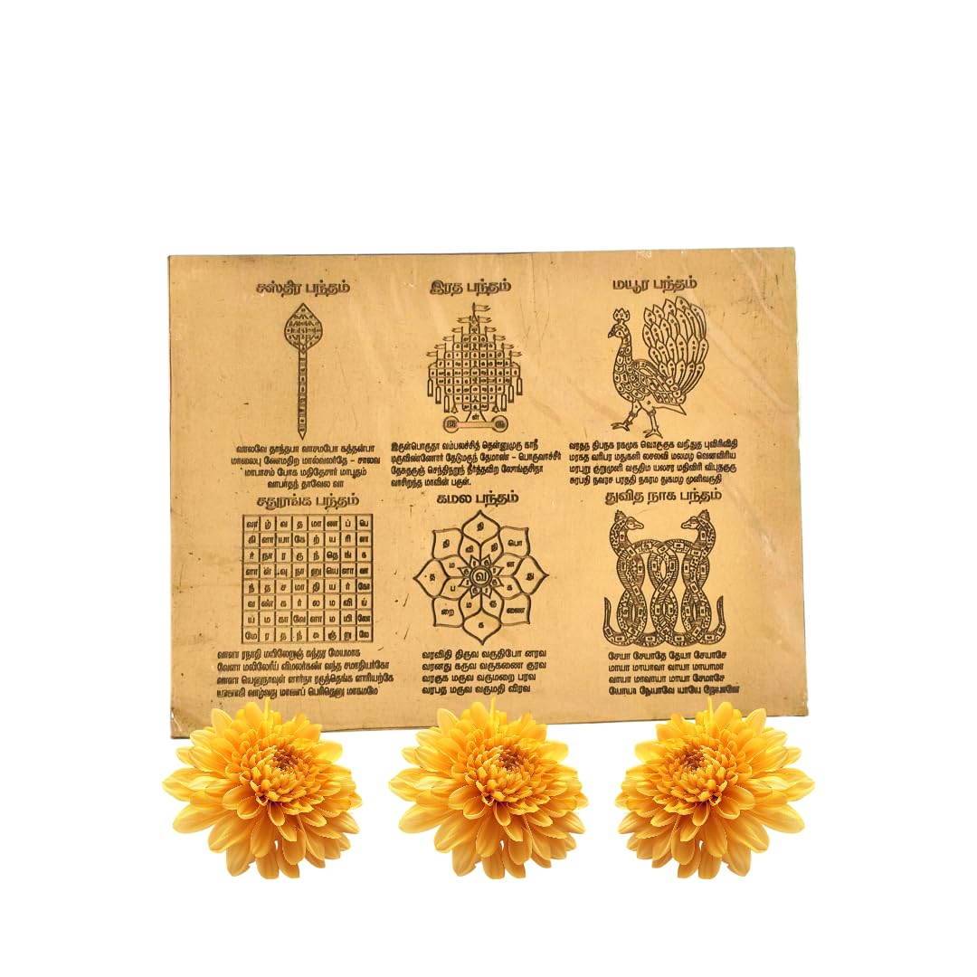 Pamban Swamigal Bandham 6 in 1, 8 x 6 Inches, Copper Yantra, Pampan Swamigal Bantham, Sastra Radha mayura sadhuranga Kamala thuvidhanaaga bandham