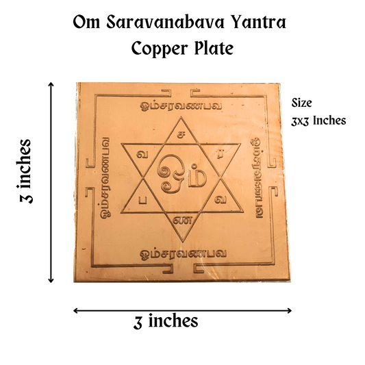 Om Saravana Bhava Copper Yantra 3 inch, saravanabava Yantra for Evil Eye Protection, Success, Growth, Prosperity