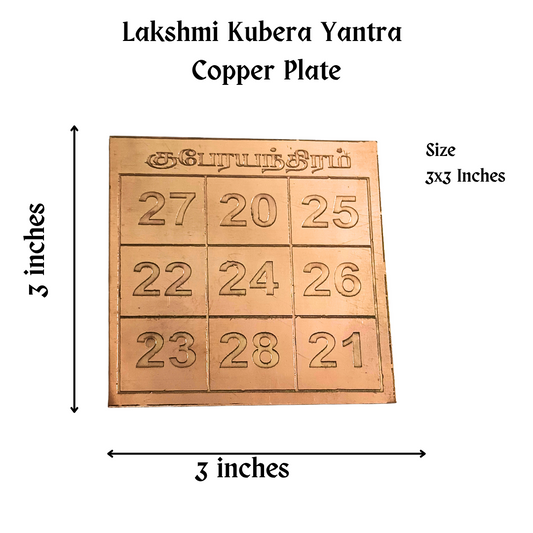 Copper Kubera Yantra Number Plate 3 Inch – Wealth & Prosperity Vastu Plate for Home, Office & Pooja Room