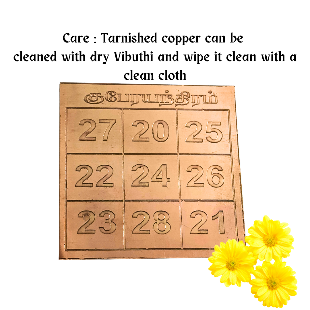 Copper Kubera Yantra Number Plate 3 Inch – Wealth & Prosperity Vastu Plate for Home, Office & Pooja Room