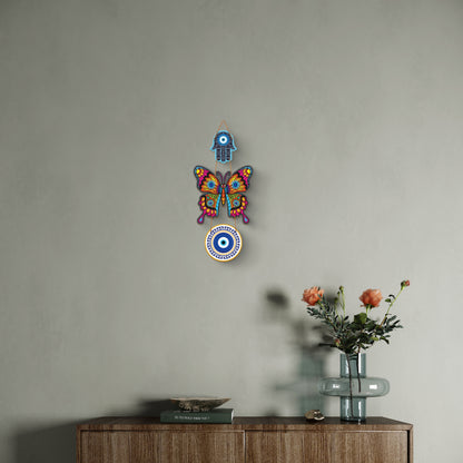 Butterfly printed wooden wall hanging for home décor