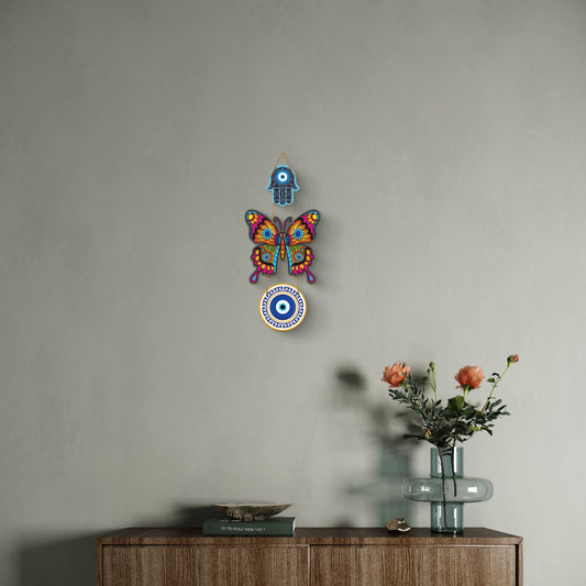 Butterfly printed wooden wall hanging for home décor
