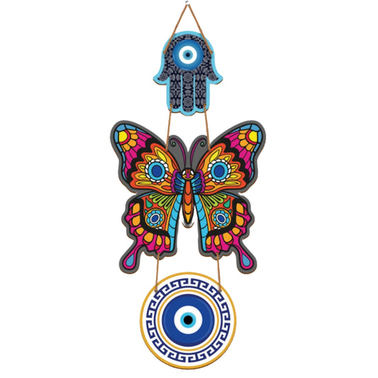 Butterfly printed wooden wall hanging for home décor