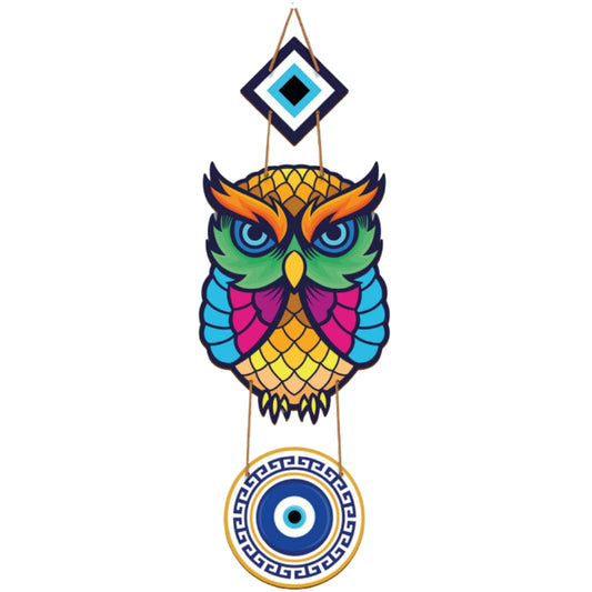 Owl printed wooden wall hanging for home décor