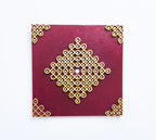 Kolam Wall Decor South Indian Art Traditional muggu wall hanging for living room 12 inch Square Maroon