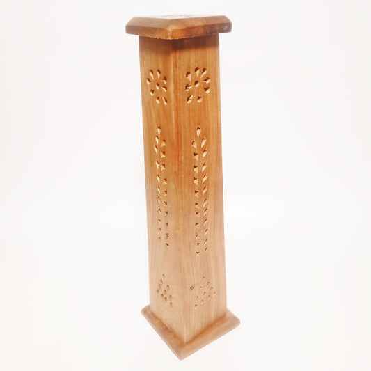12" Sheesham Wooden Incense Agarbathi Tower Stand Holder