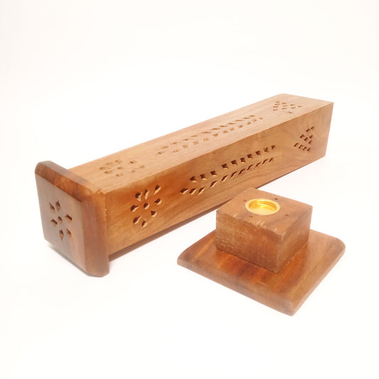 12" Sheesham Wooden Incense Agarbathi Tower Stand Holder
