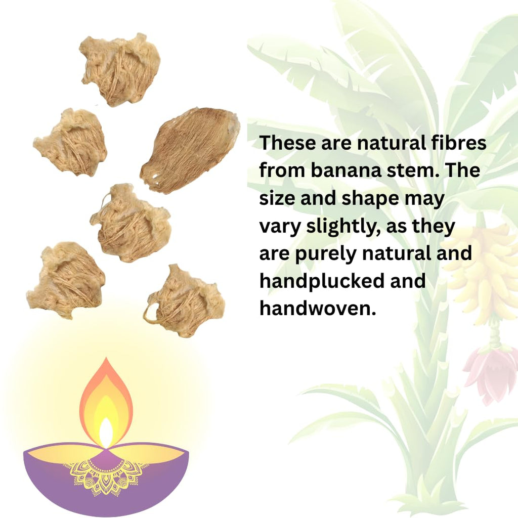 Vazhaithandu Thiri (Pack of 10) / Arati Dindu Vatthulu/Banana Stem Wicks for Pooja Deepam | Natural Handmade Thiri for Temple and Home Use