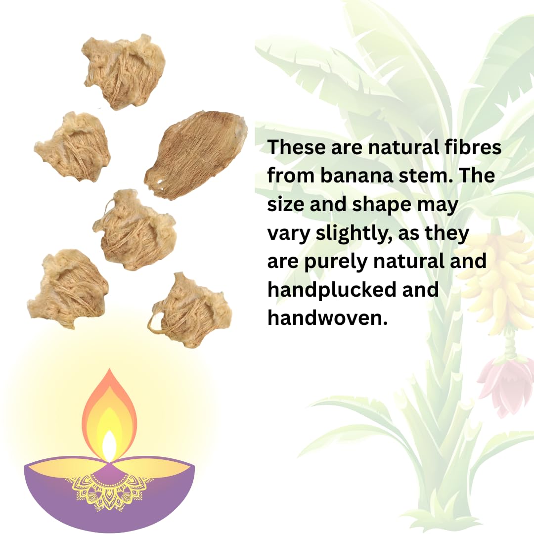 Vazhaithandu Thiri (Pack of 10) / Arati Dindu Vatthulu/Banana Stem Wicks for Pooja Deepam | Natural Handmade Thiri for Temple and Home Use