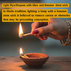 Vazhaithandu Thiri (Pack of 10) / Arati Dindu Vatthulu/Banana Stem Wicks for Pooja Deepam | Natural Handmade Thiri for Temple and Home Use